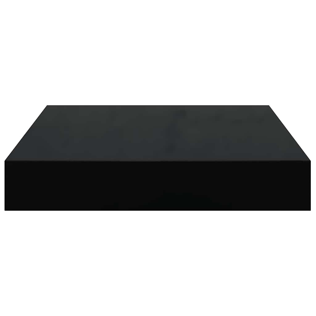 magasfényű fekete MDF lebegő fali polc 23 x 23,5 x 3,8 cm