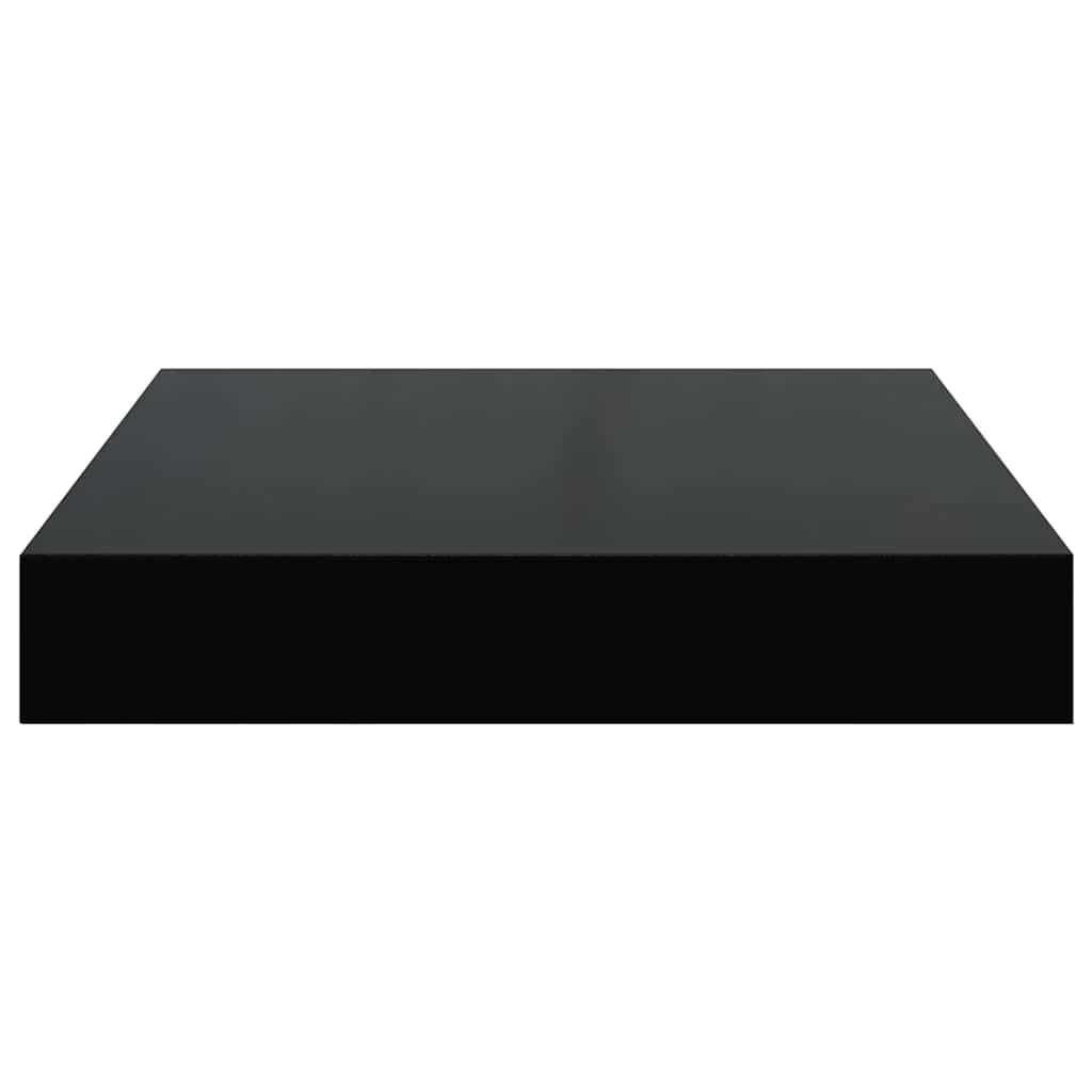 magasfényű fekete MDF lebegő fali polc 23 x 23,5 x 3,8 cm