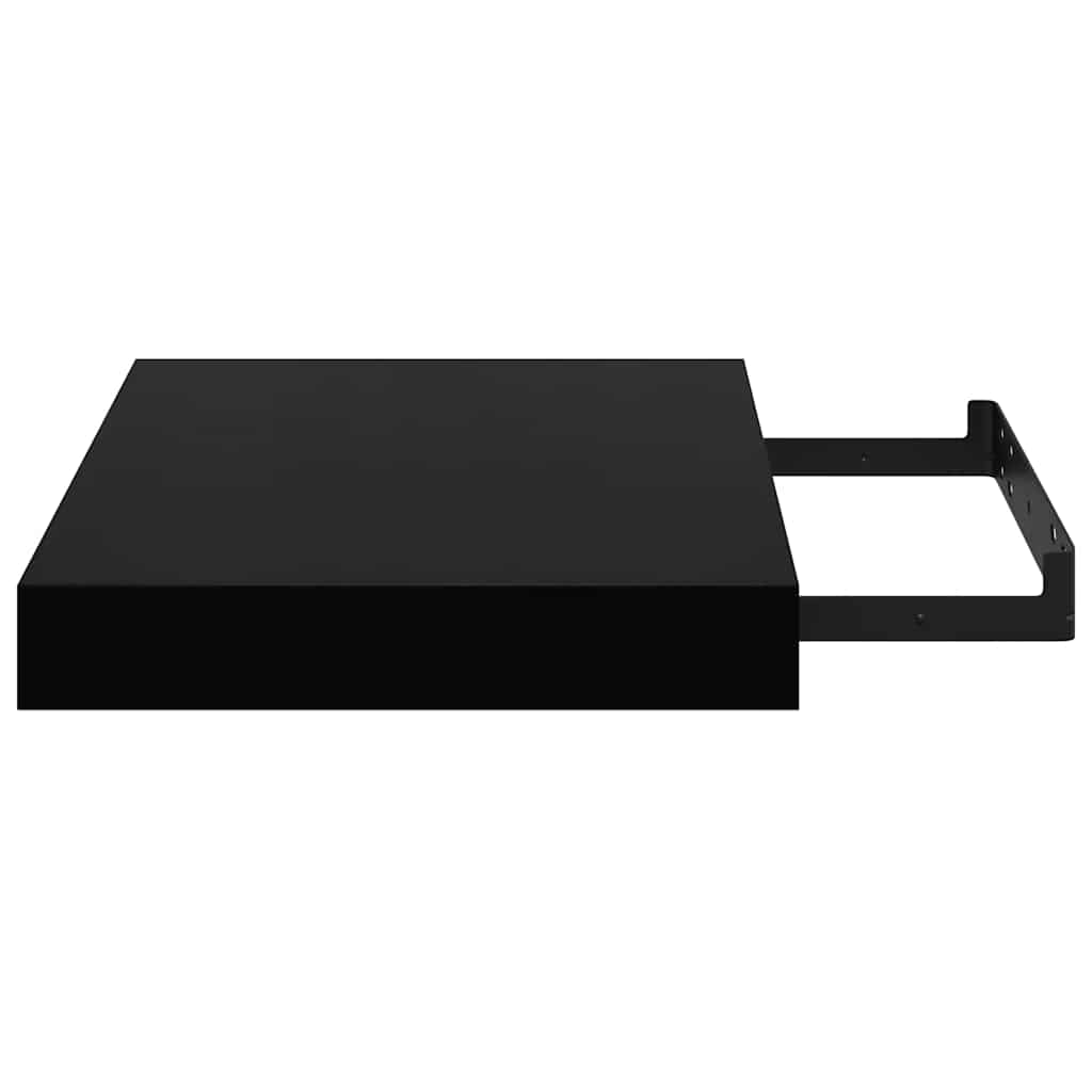 magasfényű fekete MDF lebegő fali polc 23 x 23,5 x 3,8 cm