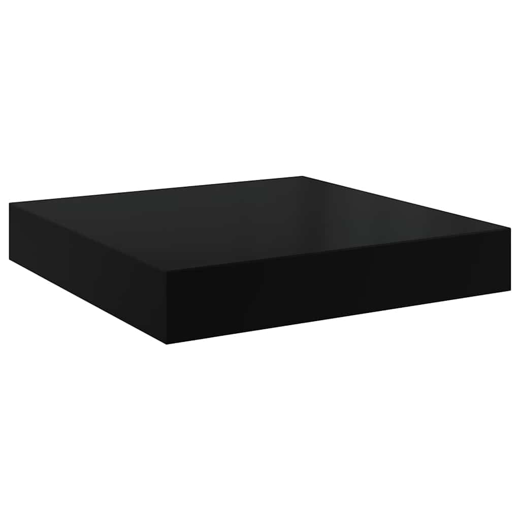 4 db magasfényű fekete MDF lebegő fali polc 23 x 23,5 x 3,8 cm