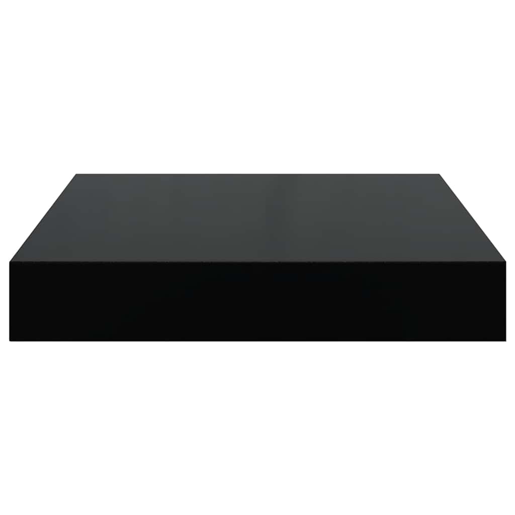 4 db magasfényű fekete MDF lebegő fali polc 23 x 23,5 x 3,8 cm