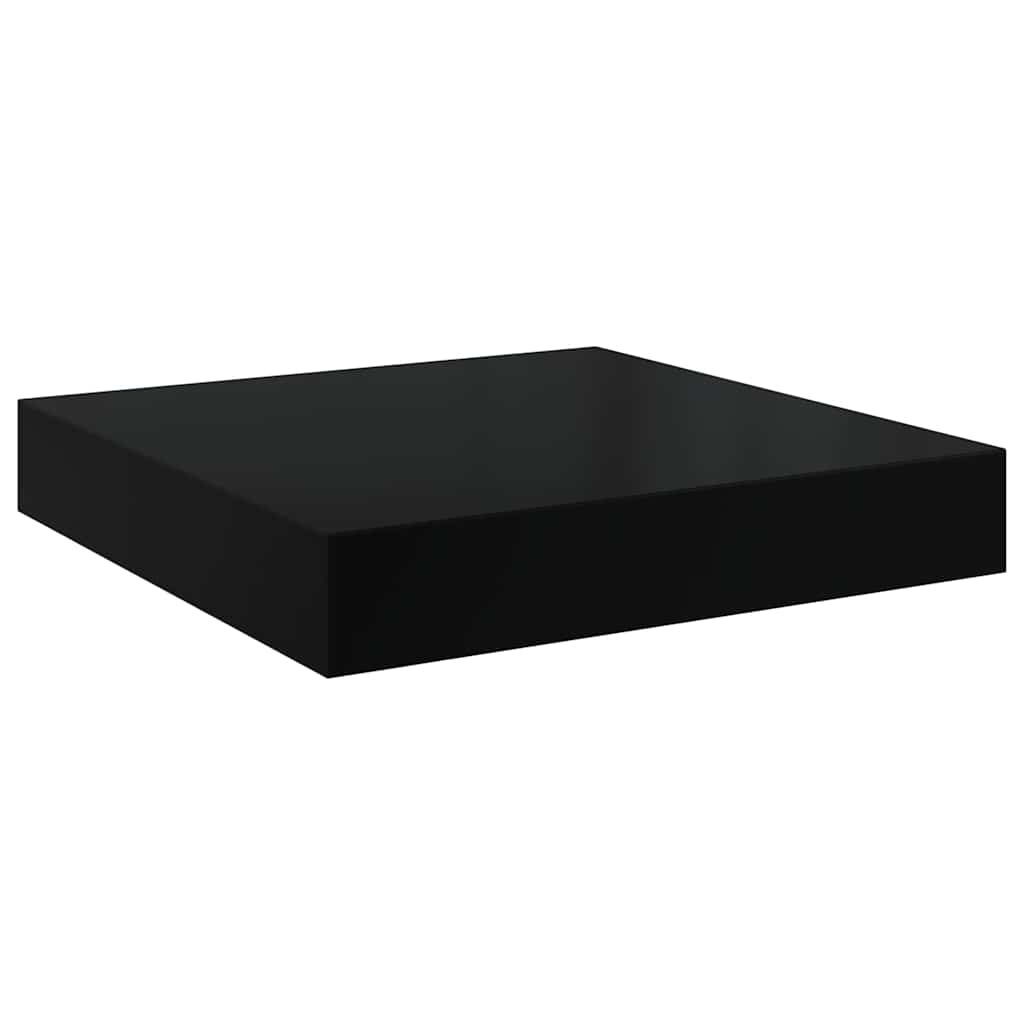 2 db magasfényű fekete MDF lebegő fali polc 40 x 23,5 x 3,8 cm