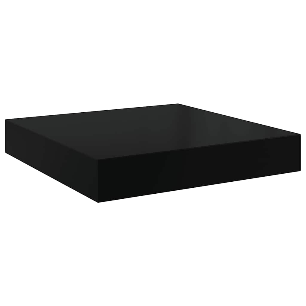 4 db magasfényű fekete MDF lebegő fali polc 40 x 23,5 x 3,8 cm