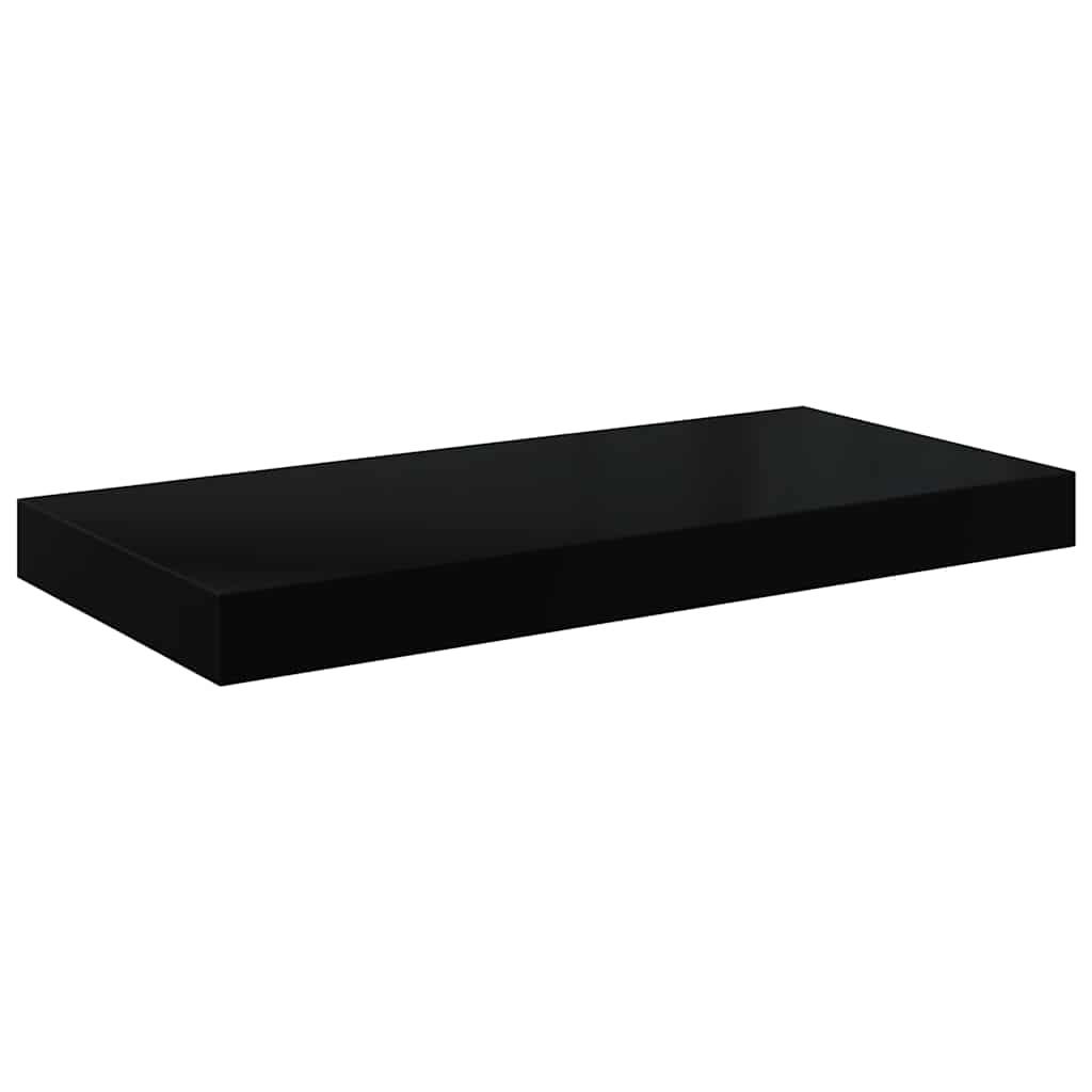 magasfényű fekete MDF lebegő fali polc 50 x 23,5 x 3,8 cm