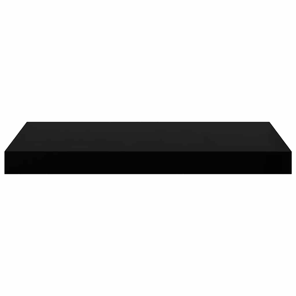 2 db magasfényű fekete MDF lebegő fali polc 50 x 23 x 3,8 cm