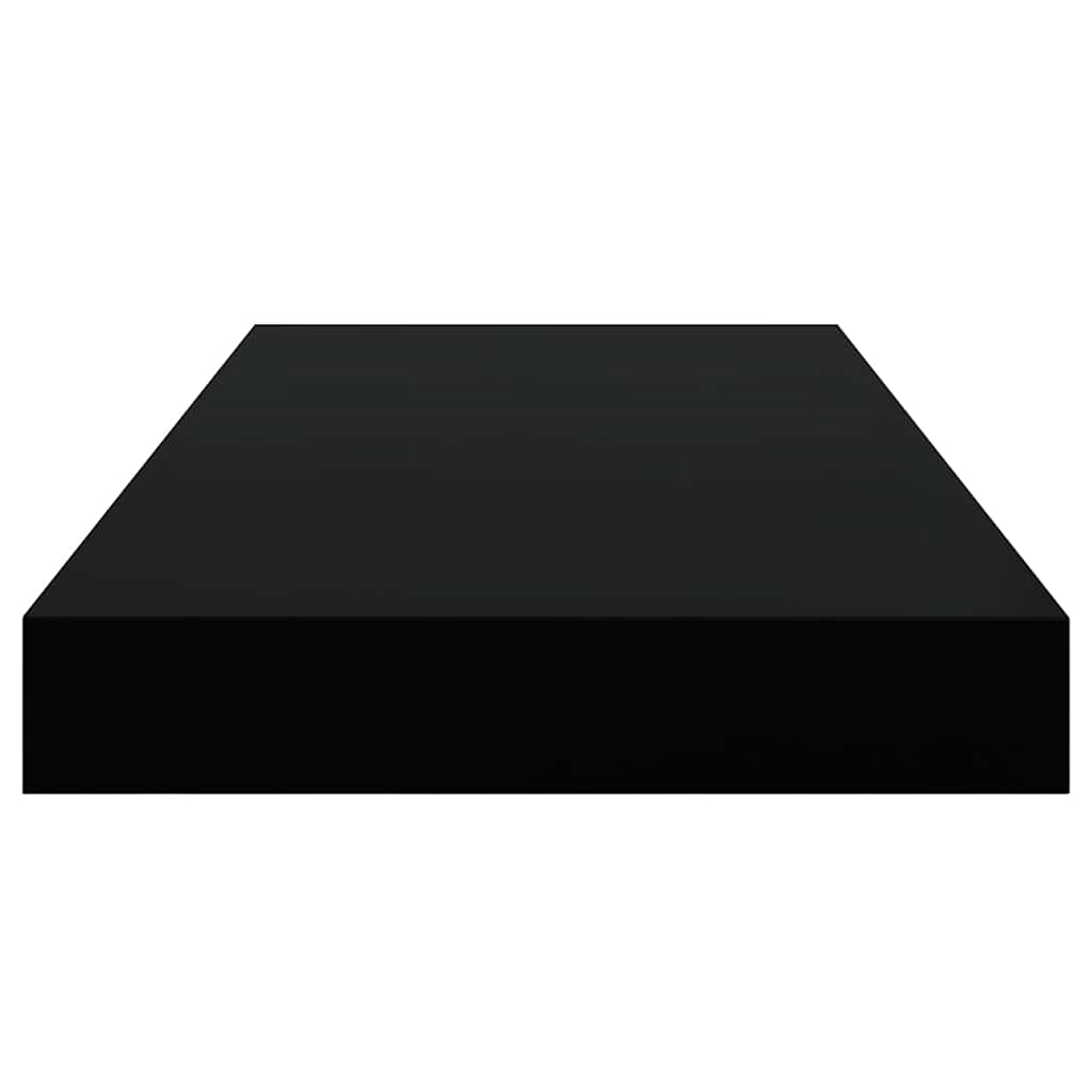 2 db magasfényű fekete MDF lebegő fali polc 50 x 23 x 3,8 cm