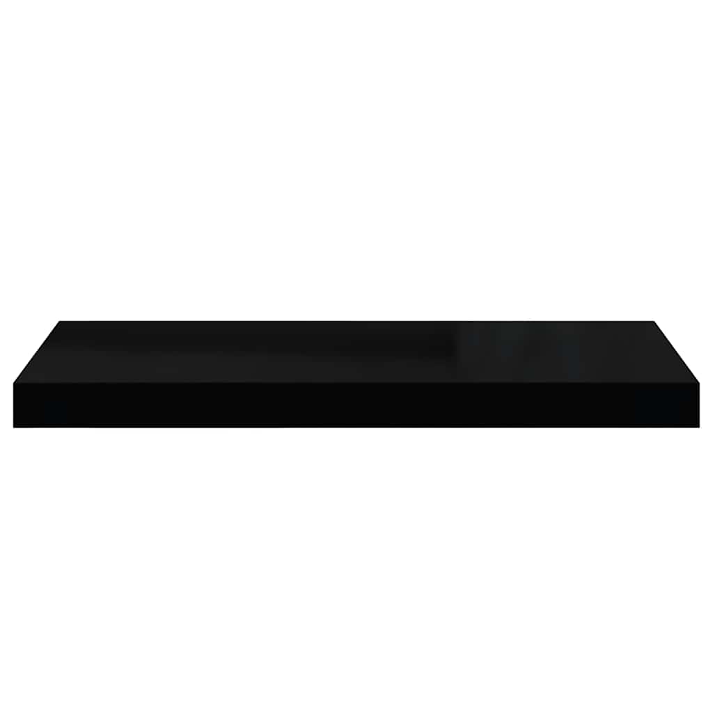 2 db magasfényű fekete MDF lebegő fali polc 60 x 23,5 x 3,8 cm