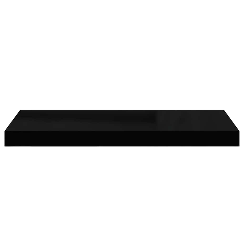 2 db magasfényű fekete MDF lebegő fali polc 60 x 23,5 x 3,8 cm