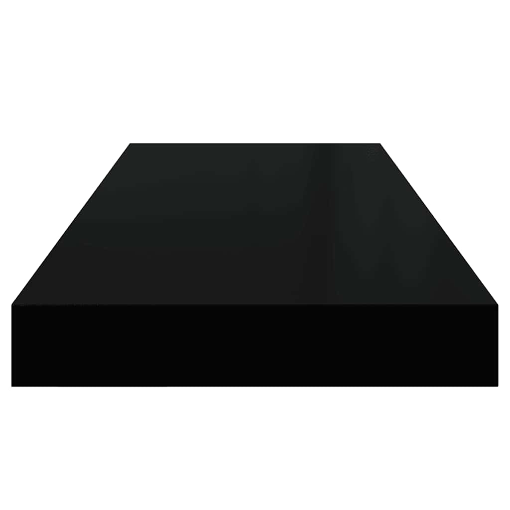 2 db magasfényű fekete MDF lebegő fali polc 60 x 23,5 x 3,8 cm