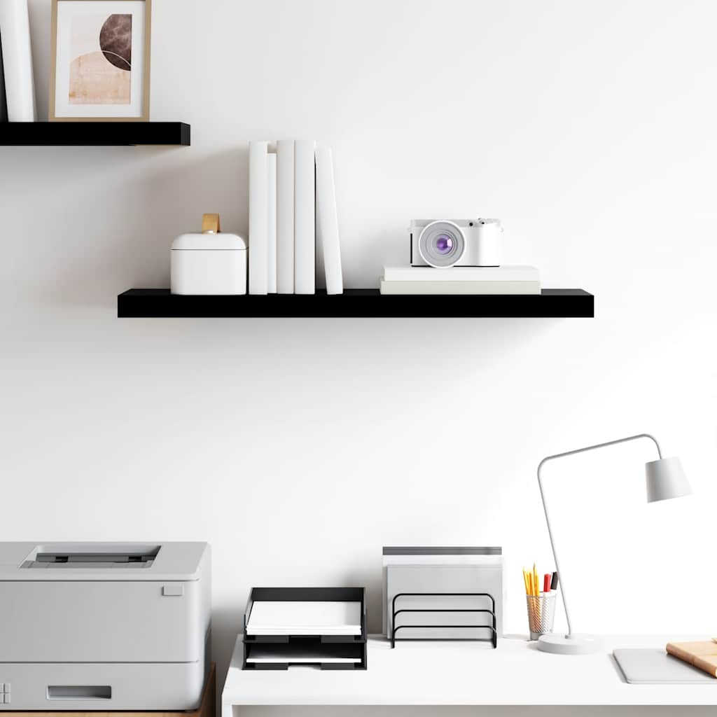 magasfényű fekete MDF lebegő fali polc 80 x 23,5 x 3,8 cm