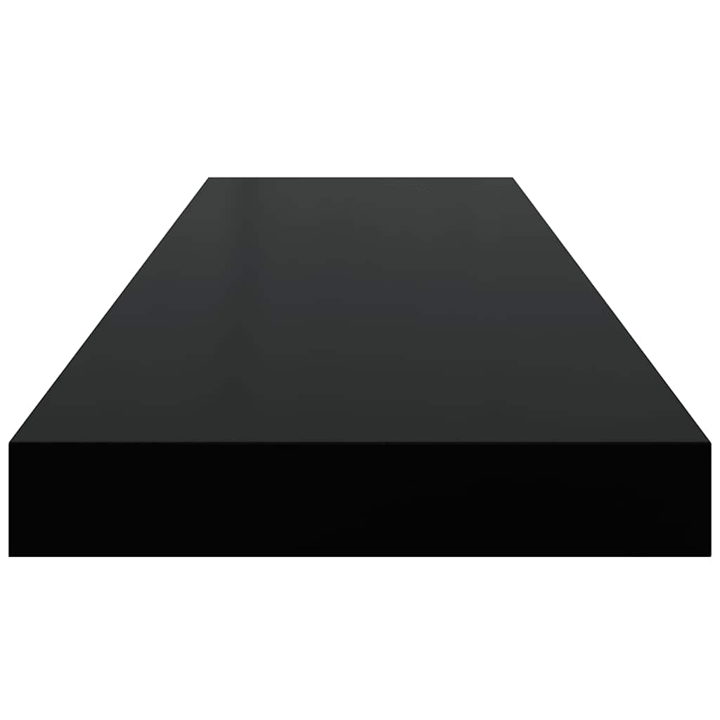magasfényű fekete MDF lebegő fali polc 80 x 23,5 x 3,8 cm