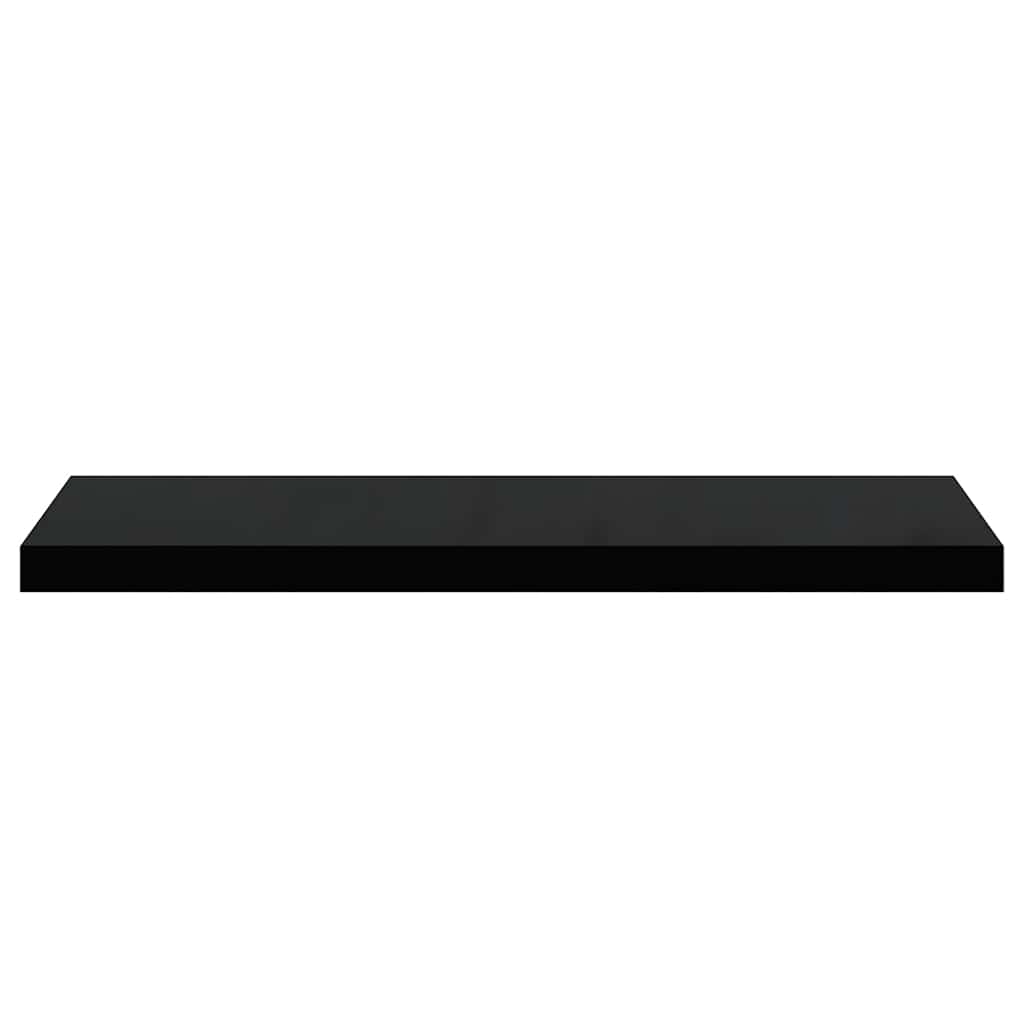 2 db magasfényű fekete MDF lebegő fali polc 80 x 23,5 x 3,8 cm