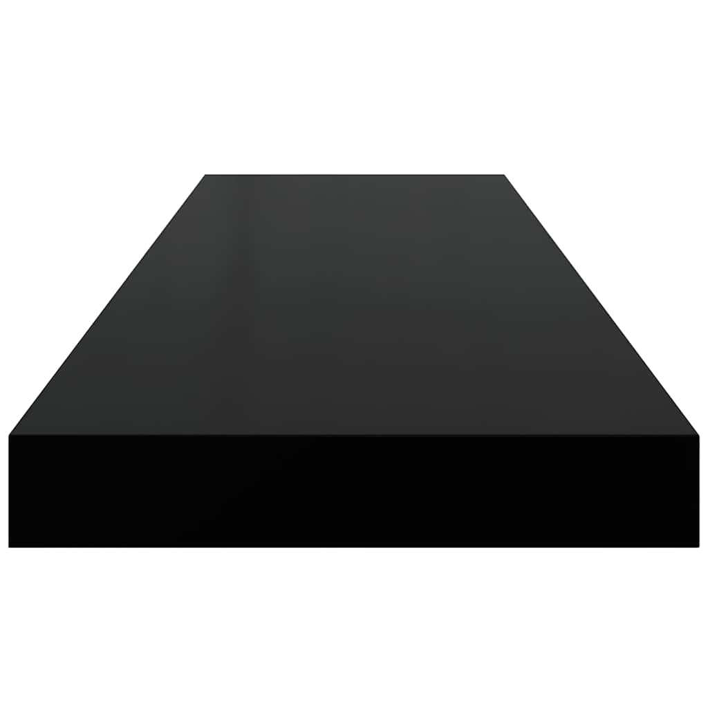 2 db magasfényű fekete MDF lebegő fali polc 80 x 23,5 x 3,8 cm