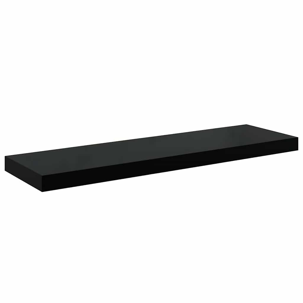 4 db magasfényű fekete MDF lebegő fali polc 80 x 23,5 x 3,8 cm