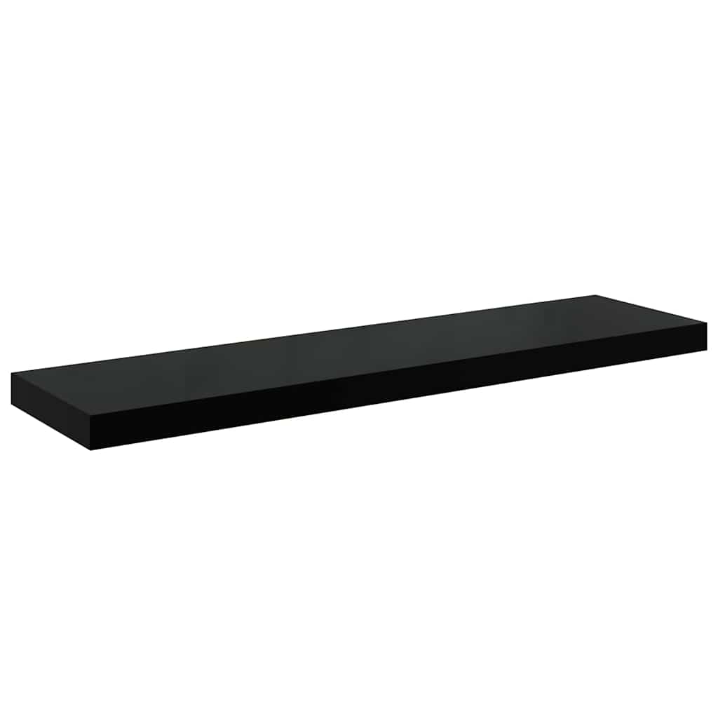 magasfényű fekete MDF lebegő fali polc 90 x 23,5 x 3,8 cm