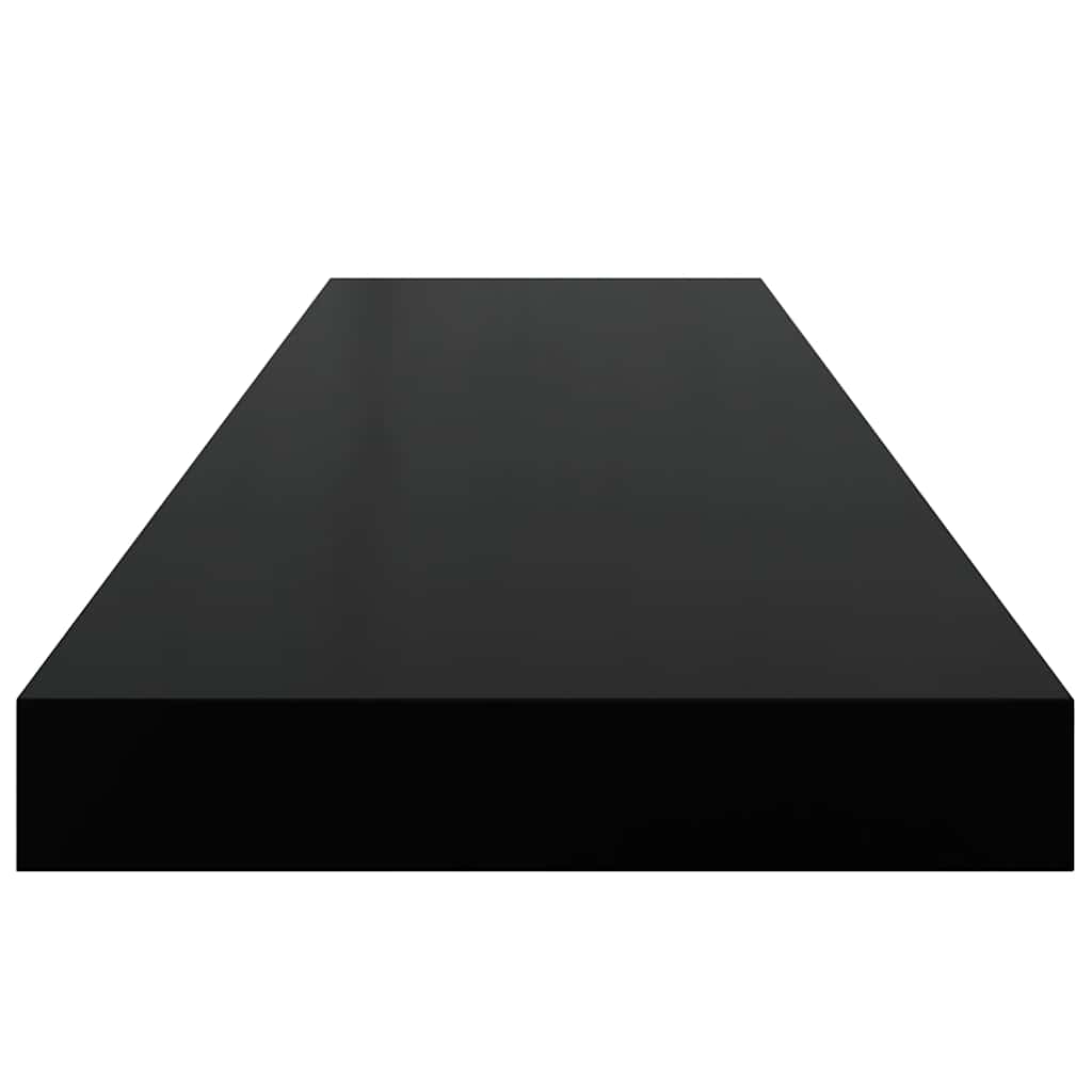 magasfényű fekete MDF lebegő fali polc 90 x 23,5 x 3,8 cm