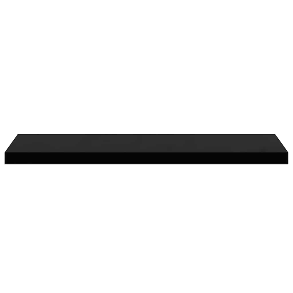 2 db magasfényű fekete MDF lebegő fali polc 90 x 23,5 x 3,8 cm