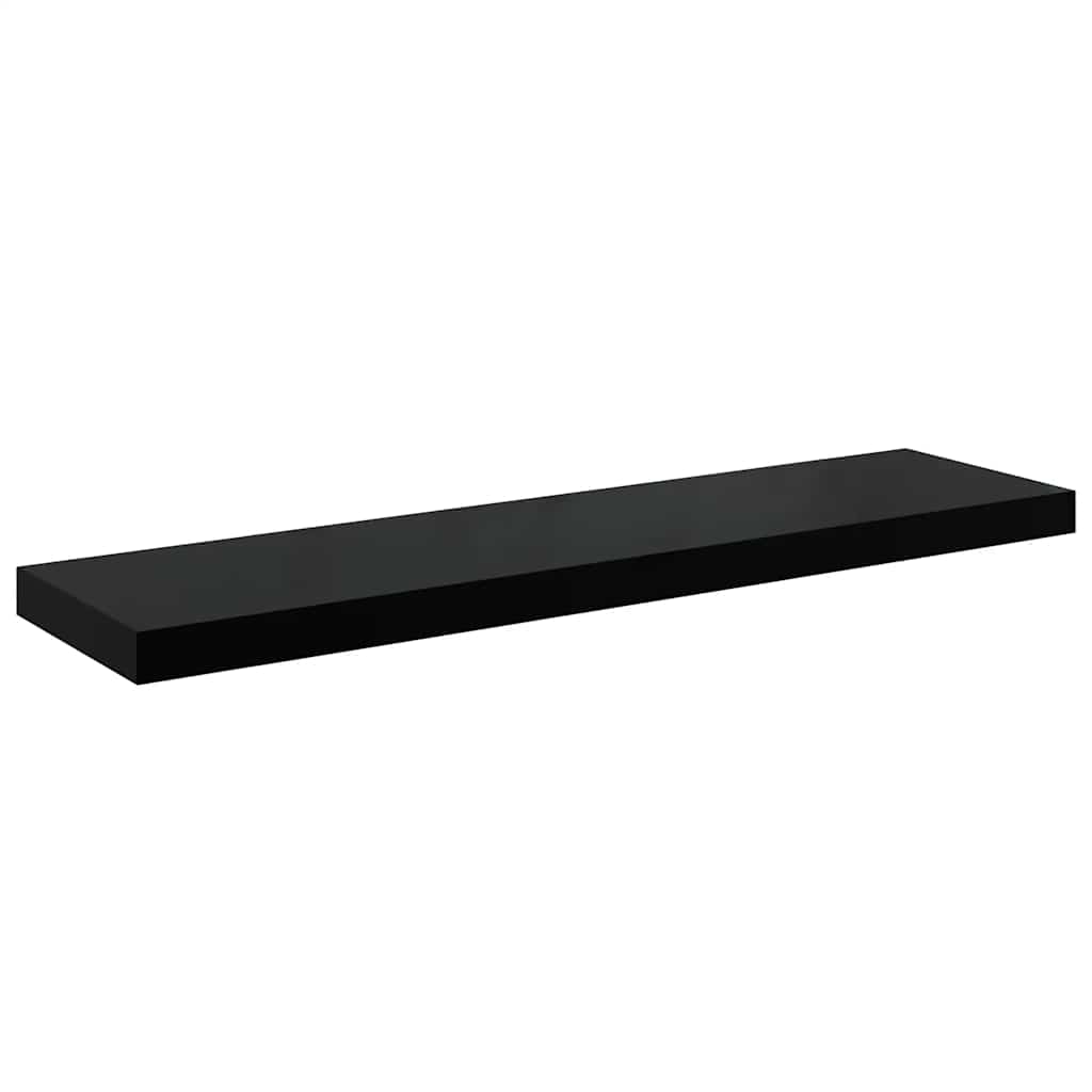4 db magasfényű fekete MDF fali polc 90 x 23,5 x 3,8 cm