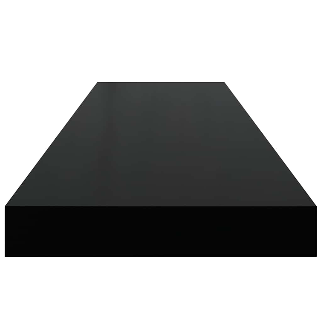 4 db magasfényű fekete MDF fali polc 90 x 23,5 x 3,8 cm