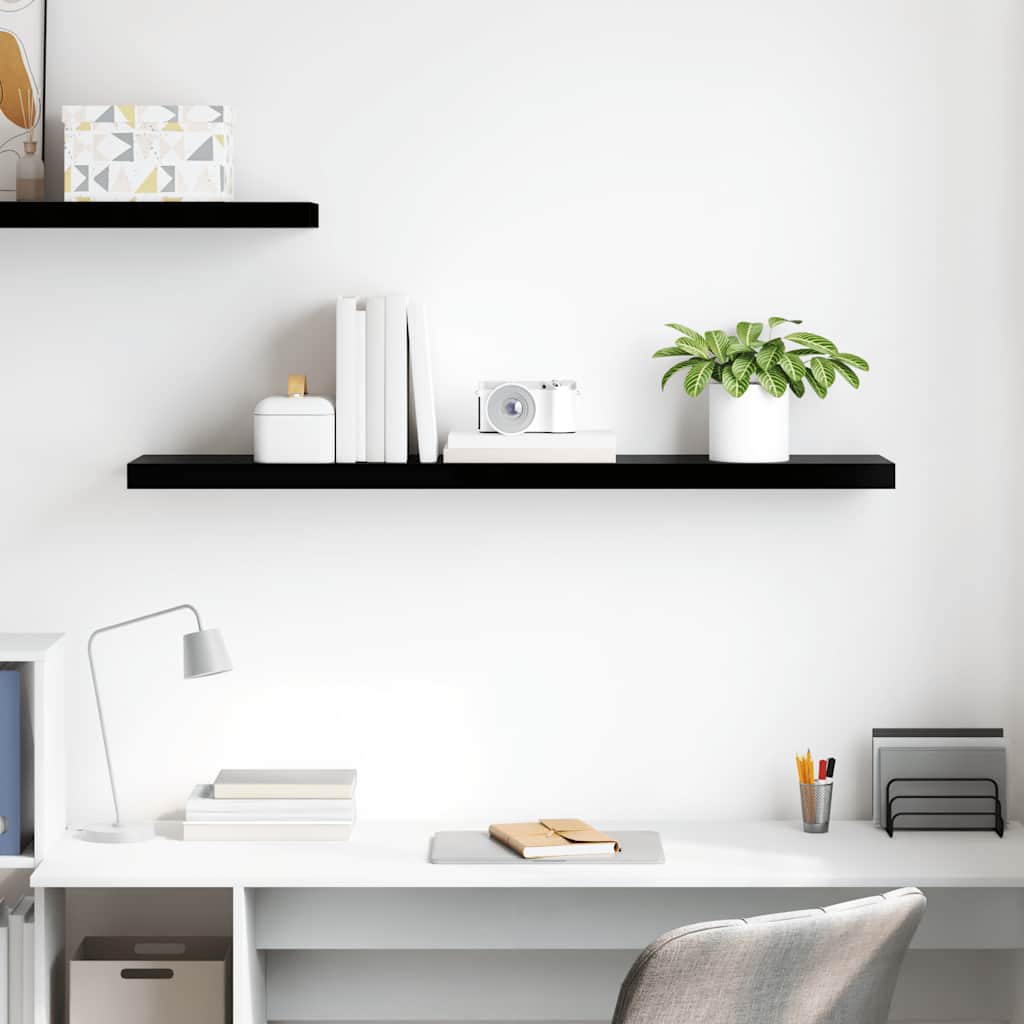magasfényű fekete MDF lebegő fali polc 120 x 23,5 x 3,8 cm