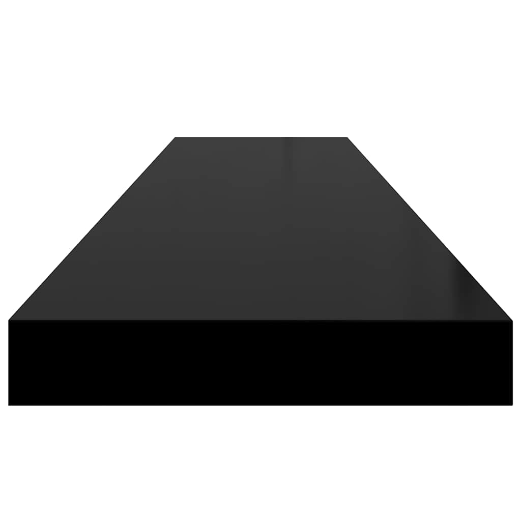 2 db magasfényű fekete MDF lebegő fali polc 120 x 23,5 x 3,8 cm