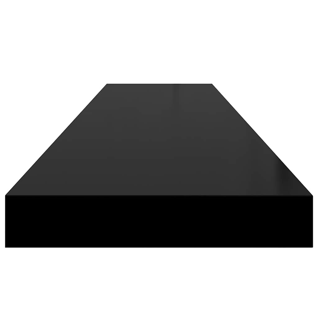 4 db magasfényű fekete MDF lebegő fali polc 120 x 23,5 x 3,8 cm