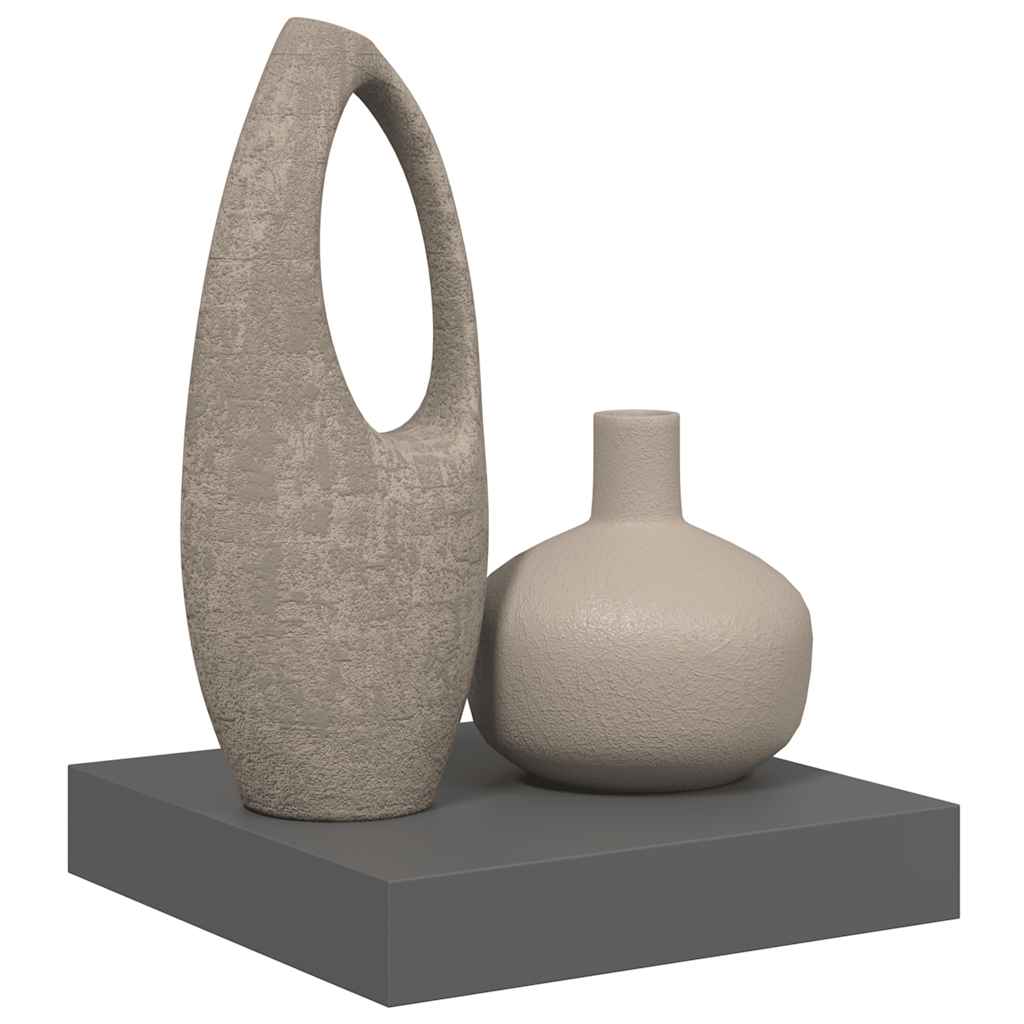 magasfényű szürke MDF lebegő fali polc 23 x 23,5 x 3,8 cm