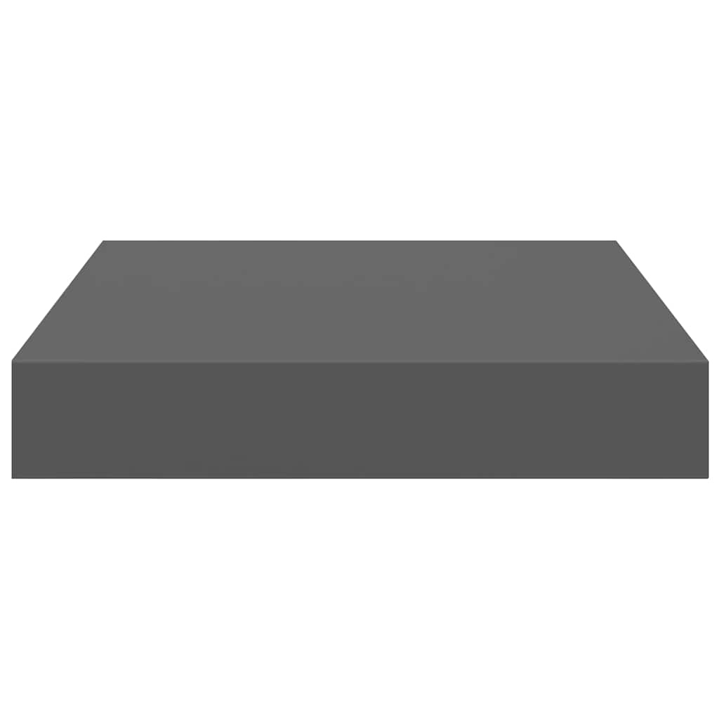 2 db magasfényű szürke MDF lebegő fali polc 23 x 23,5 x 3,8 cm