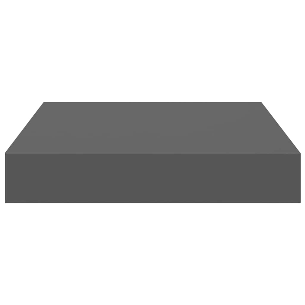 4 db magasfényű szürke MDF lebegő fali polc 23 x 23,5 x 3,8 cm