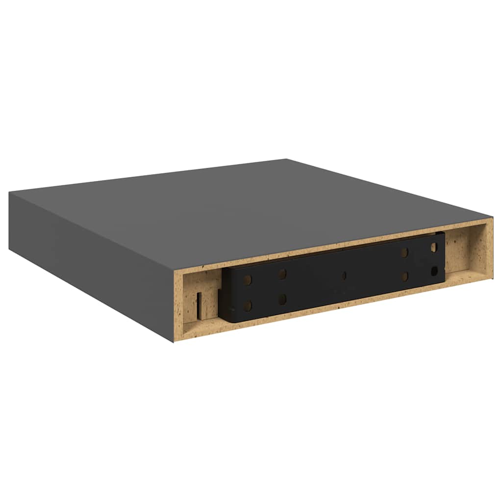 4 db magasfényű szürke MDF lebegő fali polc 23 x 23,5 x 3,8 cm