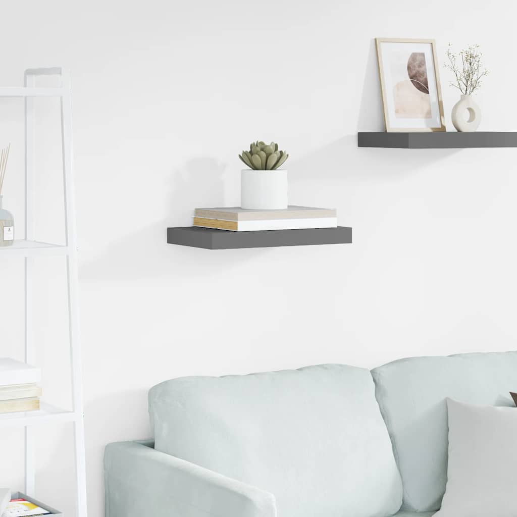 magasfényű szürke MDF lebegő fali polc 40 x 23,5 x 3,8 cm