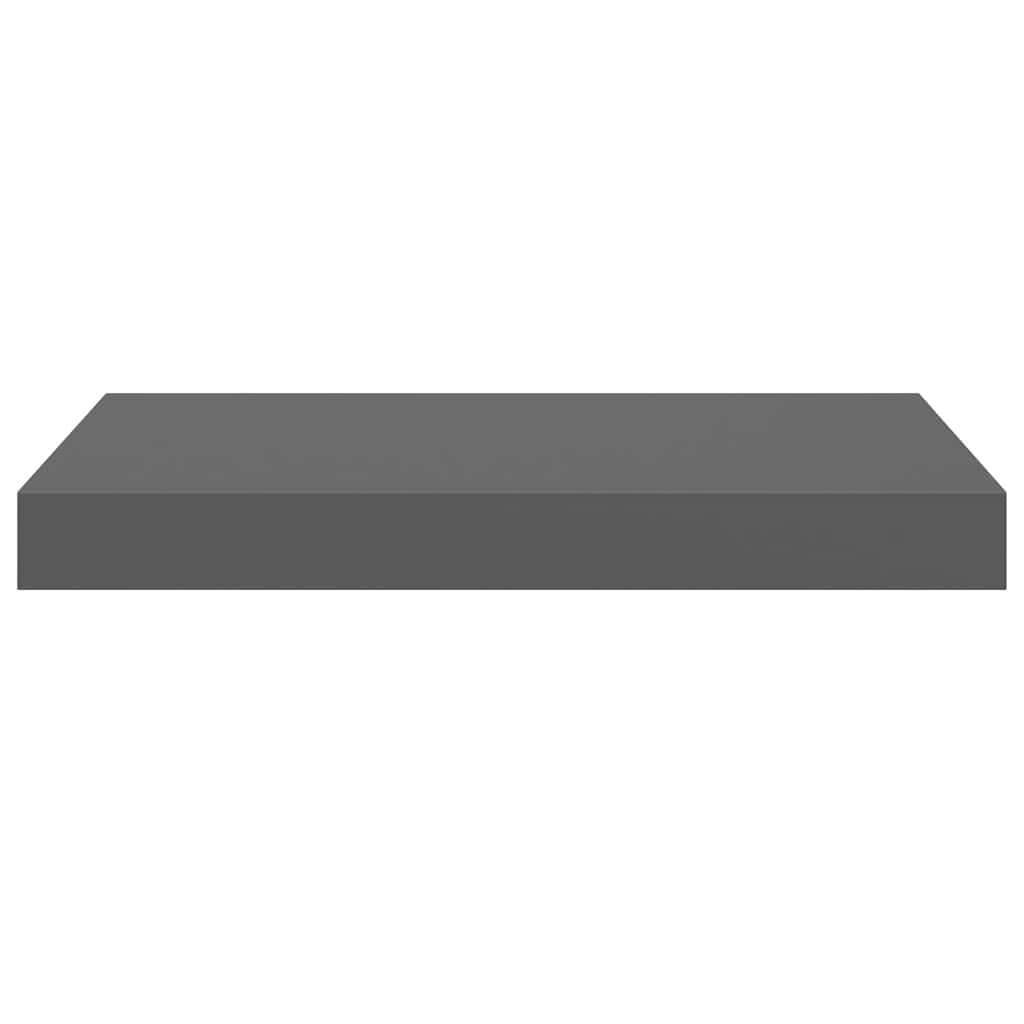 2 db magasfényű szürke MDF lebegő fali polc 40 x 23,5 x 3,8 cm