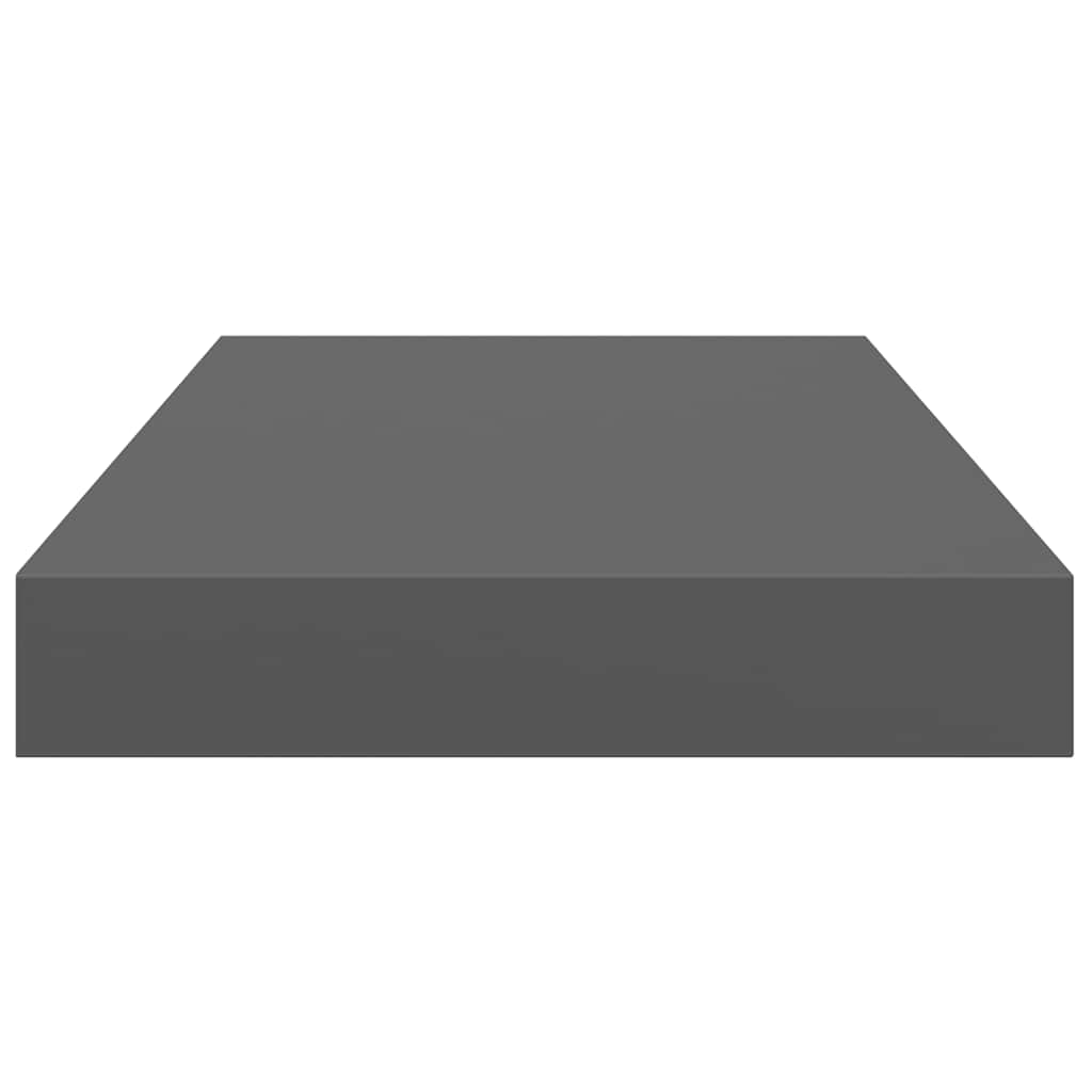 2 db magasfényű szürke MDF lebegő fali polc 40 x 23,5 x 3,8 cm