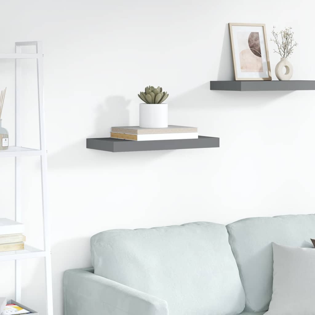 magasfényű szürke MDF lebegő fali polc 50 x 23 x 3,8 cm