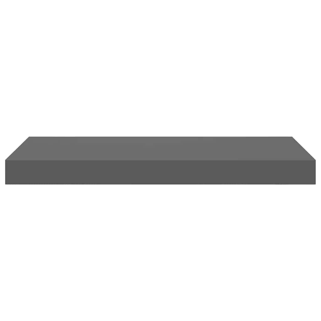 2 db magasfényű szürke MDF lebegő fali polc 50 x 23 x 3,8 cm