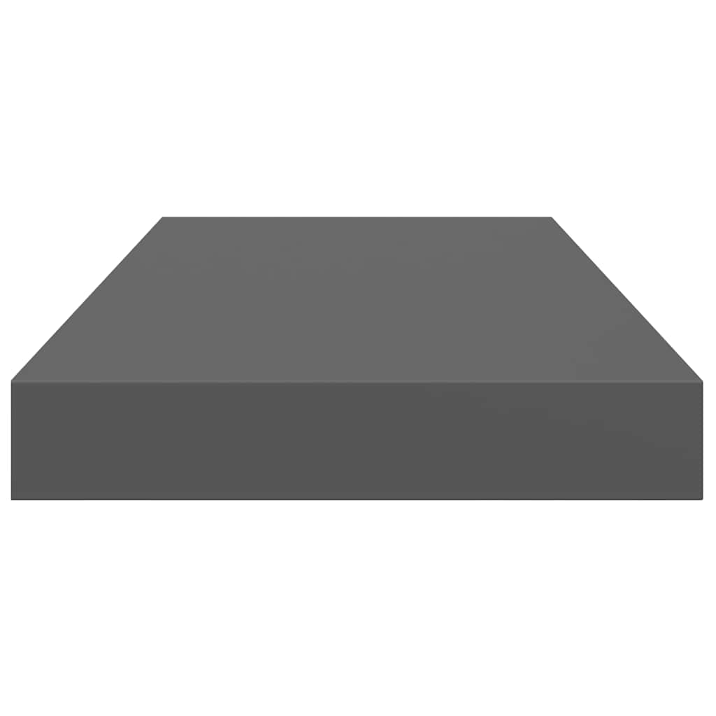 4 db magasfényű szürke MDF lebegő fali polc 50 x 23,5 x 3,8 cm