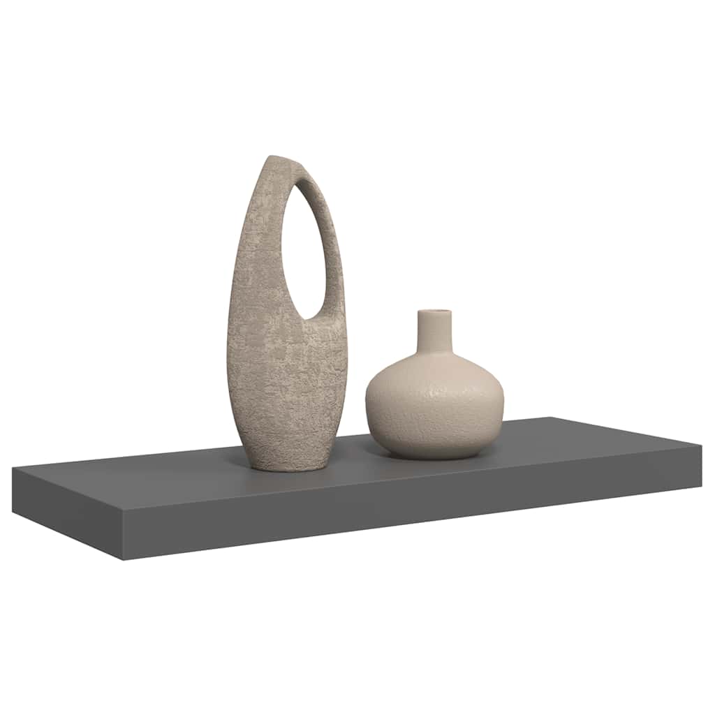 magasfényű szürke MDF lebegő fali polc 60 x 23,5 x 3,8 cm