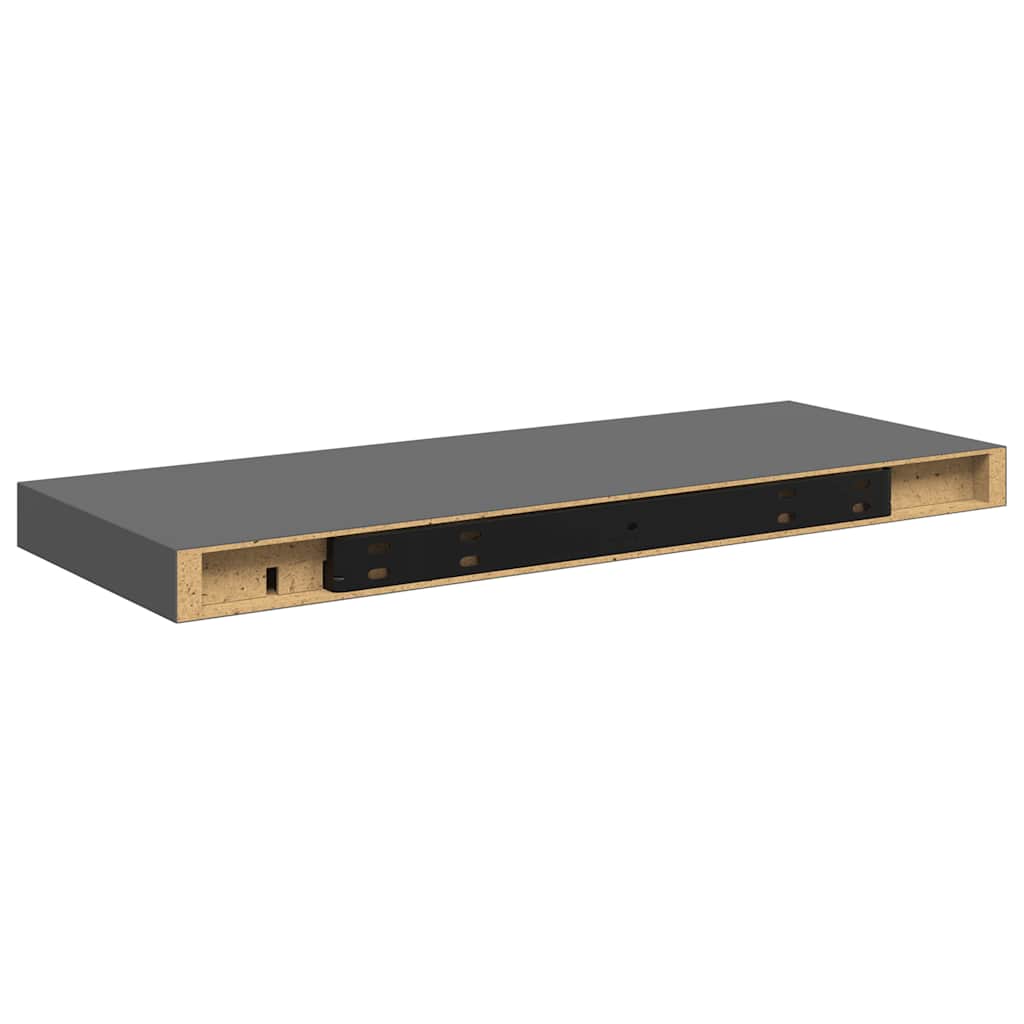 magasfényű szürke MDF lebegő fali polc 60 x 23,5 x 3,8 cm