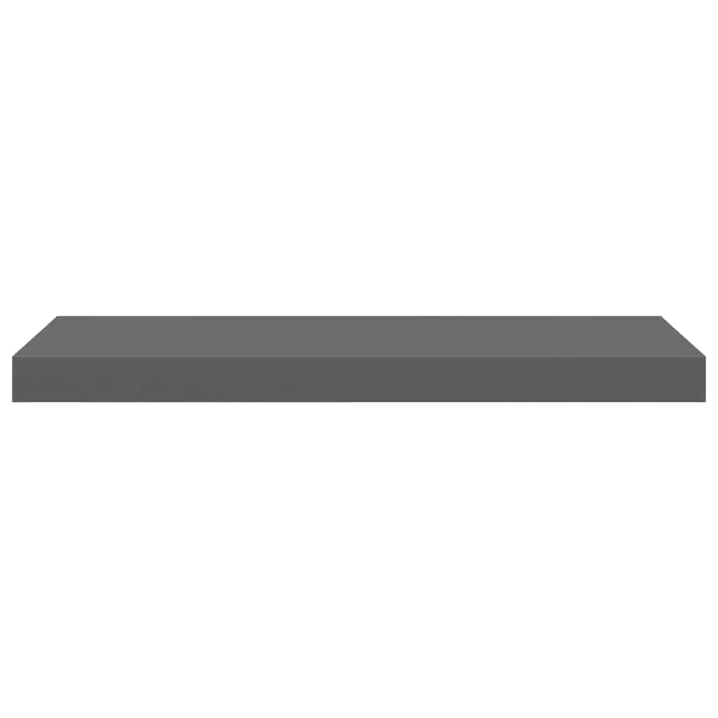 2 db magasfényű szürke MDF lebegő fali polc 60 x 23,5 x 3,8 cm