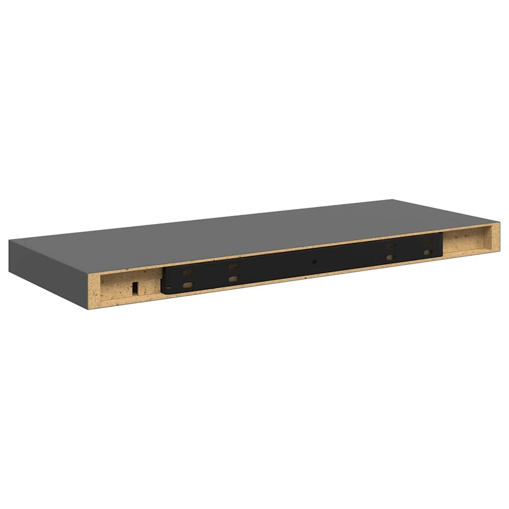 4 db magasfényű szürke MDF lebegő fali polc 60 x 23,5 x 3,8 cm
