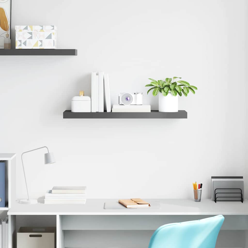 magasfényű szürke MDF lebegő fali polc 80 x 23,5 x 3,8 cm