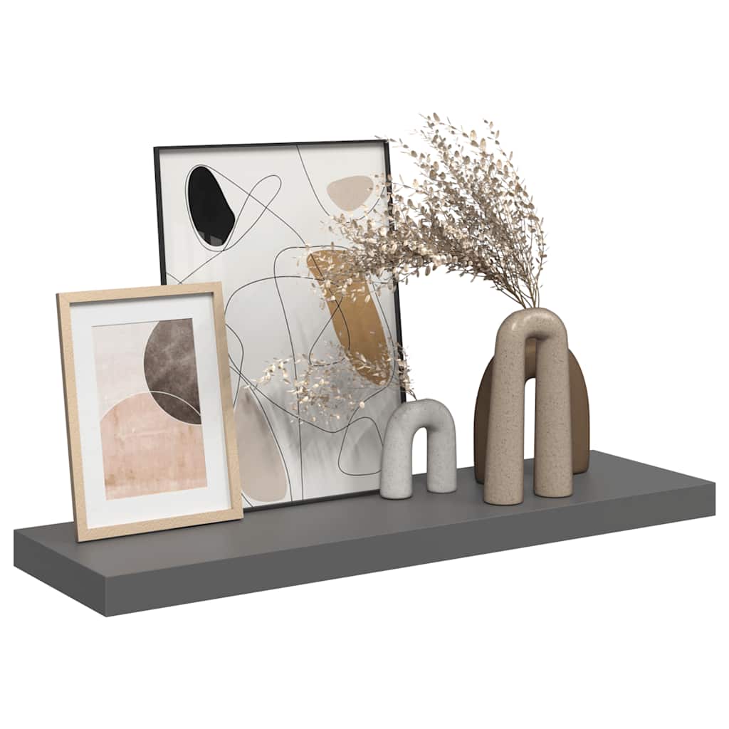 magasfényű szürke MDF lebegő fali polc 80 x 23,5 x 3,8 cm