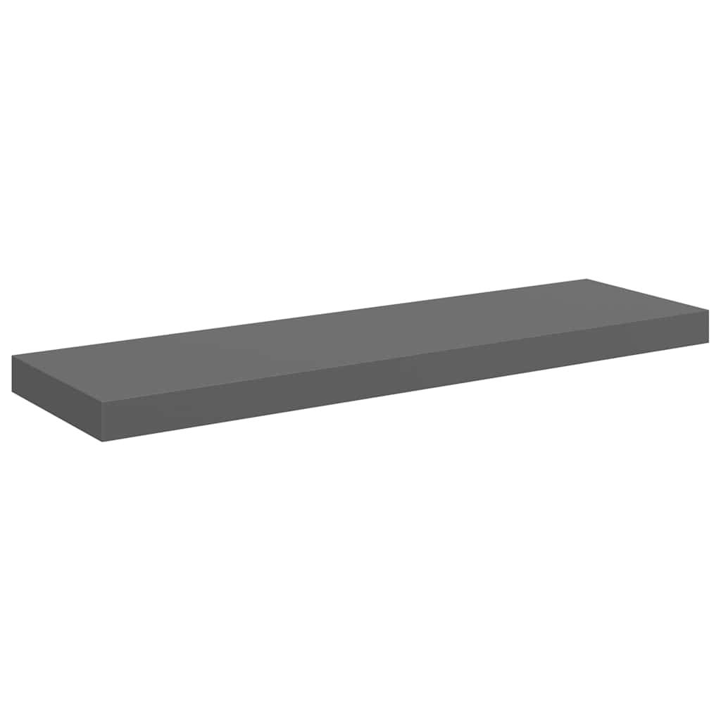 2 db magasfényű szürke MDF lebegő fali polc 80 x 23,5 x 3,8 cm