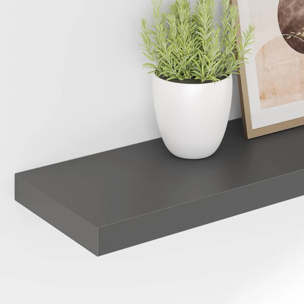 magasfényű szürke MDF fali polc 90 x 23,5 x 3,8 cm