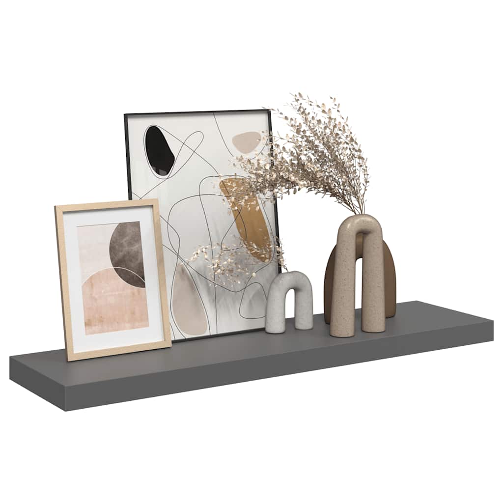 magasfényű szürke MDF fali polc 90 x 23,5 x 3,8 cm