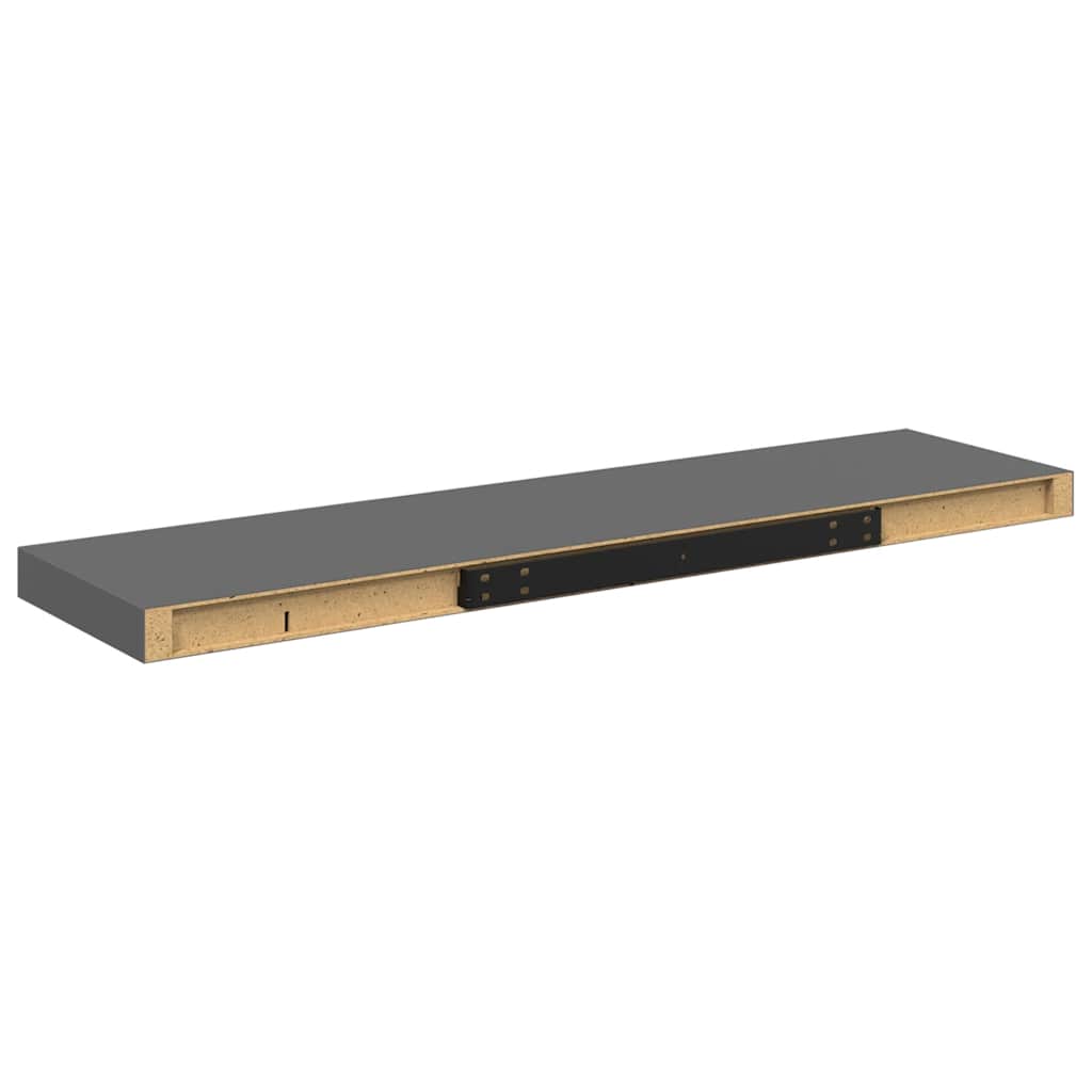 magasfényű szürke MDF fali polc 90 x 23,5 x 3,8 cm