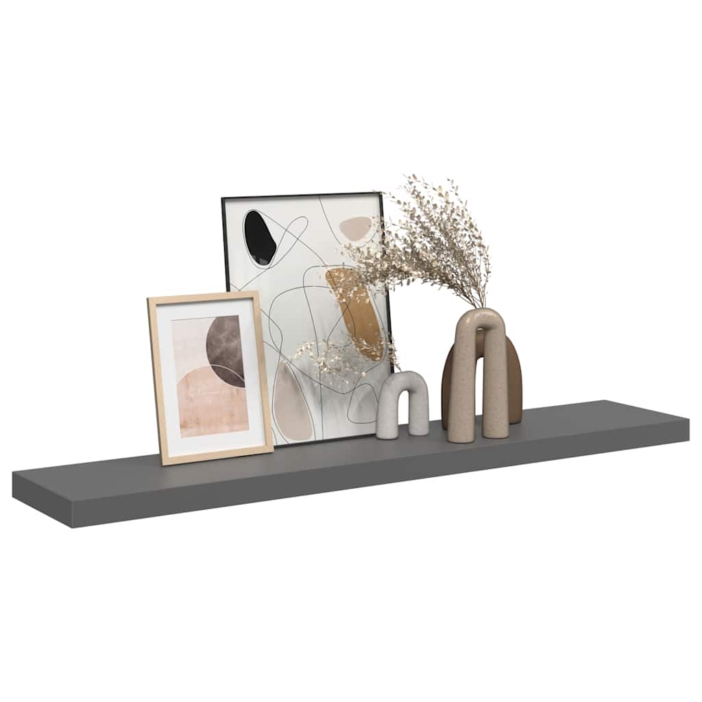 magasfényű szürke MDF lebegő fali polc 120 x 23,5 x 3,8 cm
