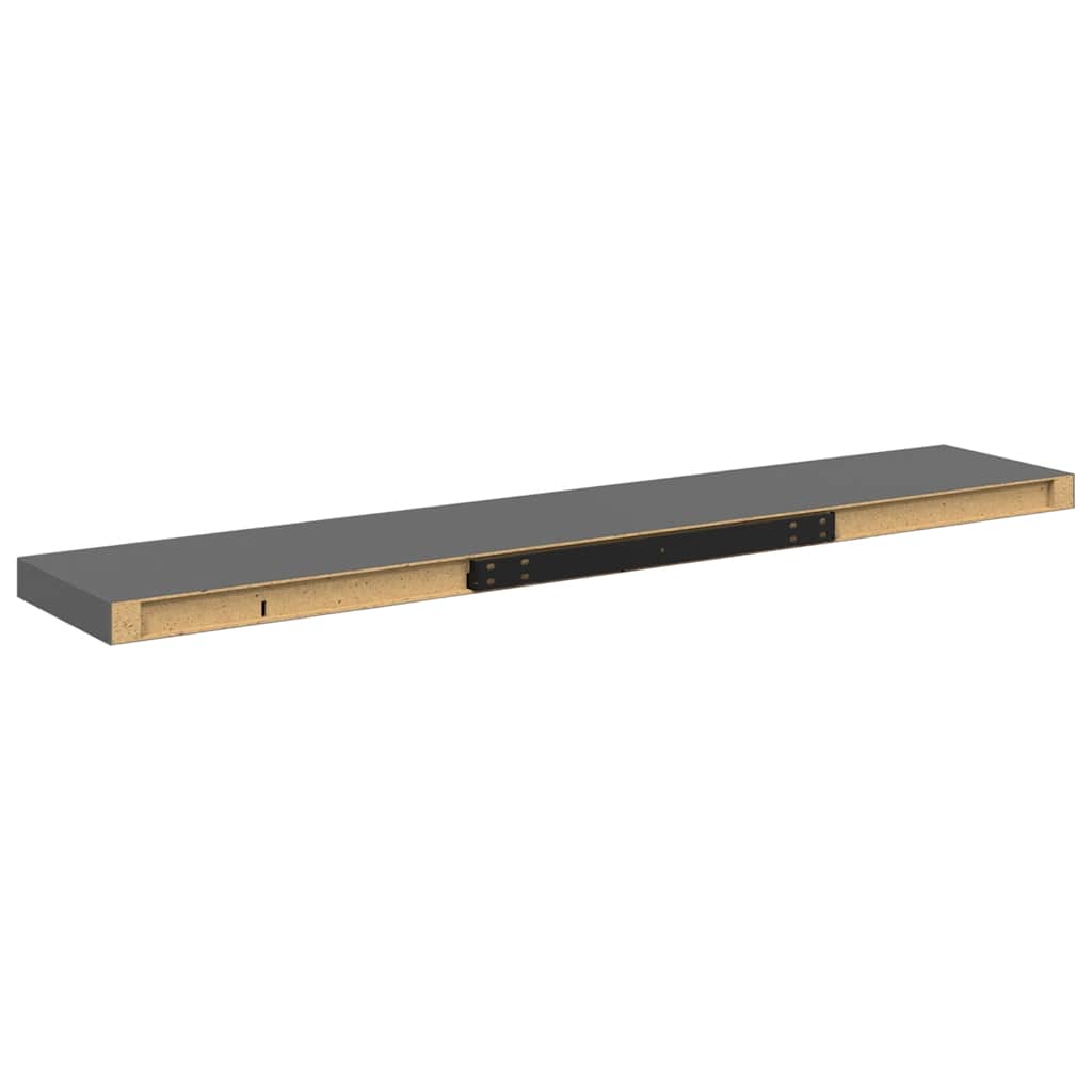 magasfényű szürke MDF lebegő fali polc 120 x 23,5 x 3,8 cm