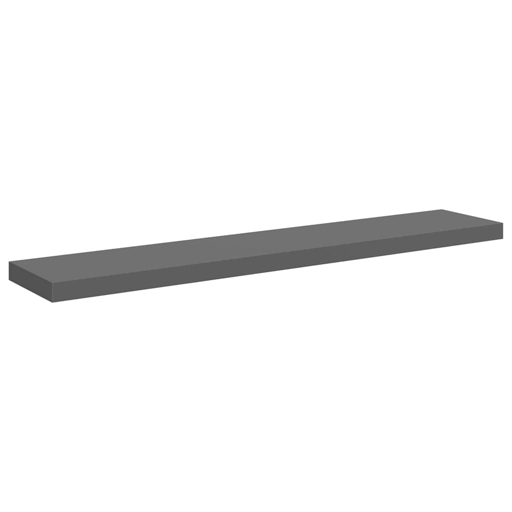 2 db magasfényű szürke MDF lebegő fali polc 120 x 23,5 x 3,8 cm
