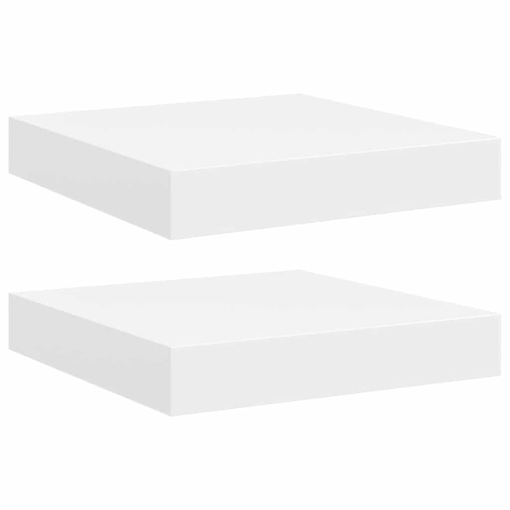 2 db fehér MDF lebegő fali polc 23 x 23,5 x 3,8 cm